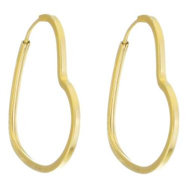 Imagem de Brinco Coração 16 Mm Em Ouro 18k 750 Dourado - Jetta