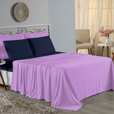 Imagem de Jogo De Cama King Nobre 4 Peças Lençol Com Elástico De 30cm De Altura Malha 100% Algodã...