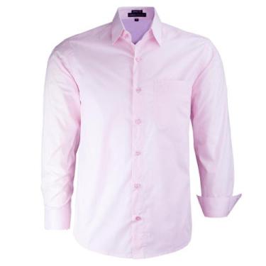 Imagem de Camisa Social Amil Masculina Manga Longa Clássica Com Bolso 100% Algod