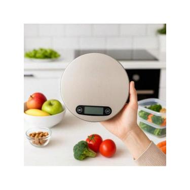 Imagem de Balança de Cozinha Digital 10kg Prata Redonda - NoBrand, Prata