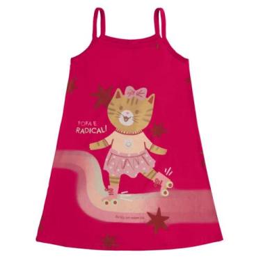 Imagem de Vestido Alças Infantil Verão Gatinha - Malwee, 6, Rosa