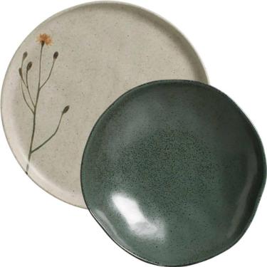 Imagem de Jogo de Pratos 12 Peças Porto Brasil Cerâmica Stoneware Fundos Rasos 6 Pessoas