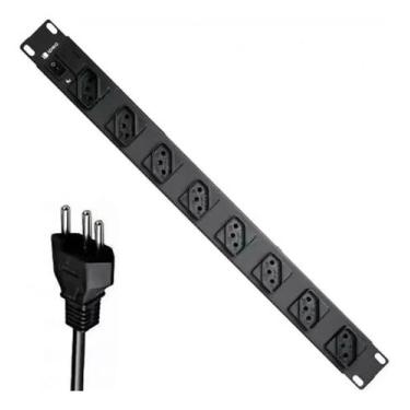 Imagem de Regua Tomada Filtro De Linha 8 Tomadas Rack 19 1u Bivolt - Ipec