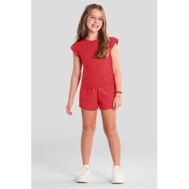 Imagem de Shorts infantil menina em moletinho brilho Brandili Vermelho, 4, Verme