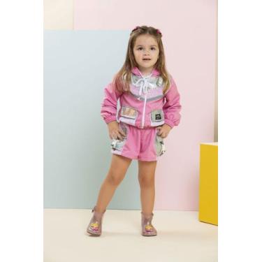 Imagem de Conjunto infantil modinha jaqueta corta vento e shorts - Lessa, Rosa, 