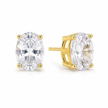 Imagem de Brincos Ponto de Luz Oval 9,5mm coloridos Banhados a Ouro 18k - Atrakt