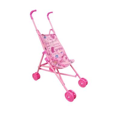 Imagem de Carrinho de Boneca Infantil DDG5008 Dobrável Rosa Estimula Criatividade DDG Importadora