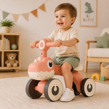 Imagem de Bicicleta sem Pedal Balance Bike Infantil Dino Luz 4 Rodas - UNITOYS