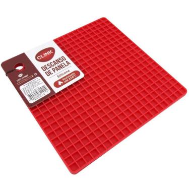 Imagem de Descanso De Panela De Silicone Quadrado Vermelho 17,5Cm