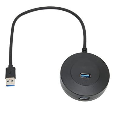 Imagem de Conversor de hub de dados USB 3.0, USB 3.0 Hub ABS Ampla compatibilidade 4 portas de proteção contra sobrecorrente para viagens de negócios para casa para viagens