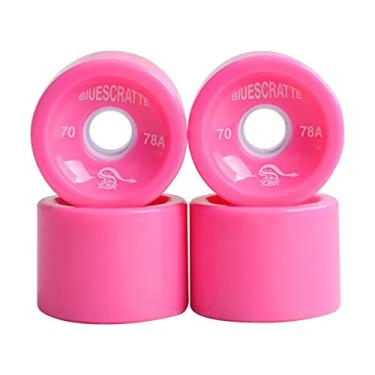 Imagem de shamjina 4 Unidades Cruiserboard Skateboard Wheels 78A, Kit de Conjunto de de Reposição, Rolamentos de de Reposição para Longboard Pennyboard Fishb, Cor de rosa