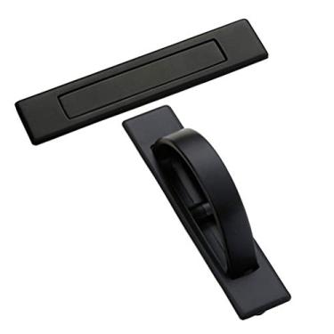 Imagem de Pacote com 2 gavetas invisíveis para armários, puxadores de mão de liga de zinco rotativos e ocultos para armários, portas, guarda-roupas, tatami e gavetas, Barra, 3.9'' x 0.78'' x 1.4'', Black
