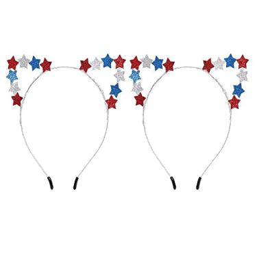 Imagem de Aiffort 2 pçs estrela patriótica faixa de cabeça estrela estrela festa faixa de cabeça estrelas 4 de julho, acessório de cabelo estrelas estrelas para dia da independência, acessórios patrióticos festa