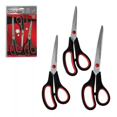 Imagem de Kit Com 3 Tesouras Multiuso Black Red Art House