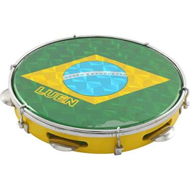 Imagem de Pandeiro 10' Abs Amarelo 6 Afin Plat Inx Ferragem Cromada Bandeira