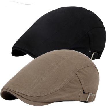 Imagem de Bonés Estilo Boina Masculina Casual Kit 2 Peças Bege/Marrom
