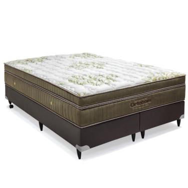 Imagem de Conjunto Cama Box Colchão Gold Ultra Gel Super King 193x203x32cm Ortobom Dourado/Marrom