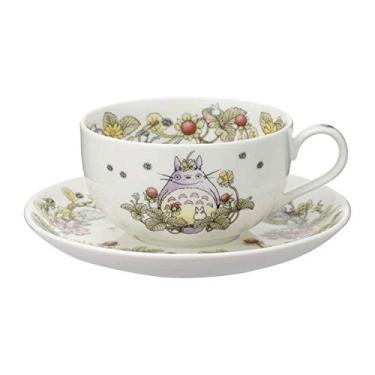 Imagem de Noritake T97285A/4660-3 Xícara e pires de chá com leite My Neighbor Totoro, 325 cc), versão de cobra e morango, seguro para micro-ondas, 1 convidado, porcelana de osso