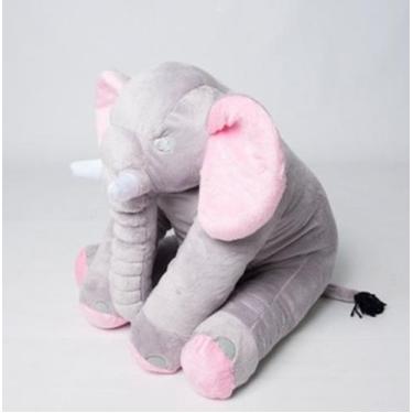 Imagem de Almofada Elefante Pelúcia 45cm Cinza Com Rosa - Magna Baby