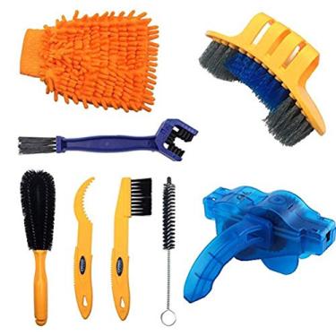 Imagem de HEITING Conjunto de 8 ferramentas de limpeza de bicicleta, kit de escova de limpeza de bicicleta, kit de limpeza de corrente/pneu/procket/roda para bicicleta de montanha e bicicleta de cidade