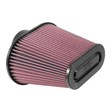Imagem de K&N Filtro de ar universal vitalício original de alto fluxo - topo de fibra de carbono: desempenho, premium: diâmetro da flange: 3,6875 polegadas, altura do filtro: 7 polegadas, comprimento da flange