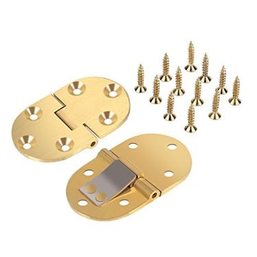 Imagem de 2Pcs Solid Brass Butler Tray Hinge 5.1cm - 1.3cm x 3.8cm With Screws Satin Finish For Folding Tables - Gold