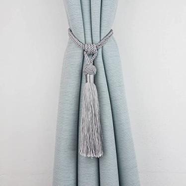 Imagem de 1 peça Cortina de borla Clipes de amarração de cortina decorativa Cordão de decoração de casa para cortinas fivela corda acessórios de sala de estar, prata, 4 peças