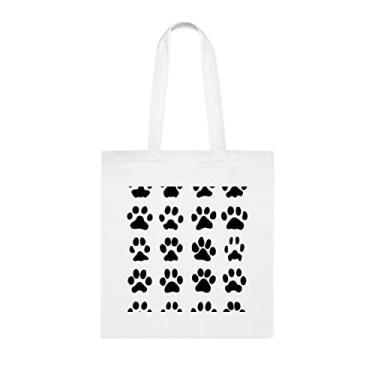 Imagem de Sacola com estampa de patas de gatos, presente divertido, bolsa de ombro, bolsas reutilizáveis, cesta de Natal de aniversário, ideia de presente, Branco