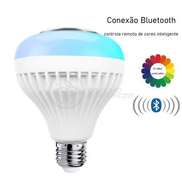 Imagem de Lâmpada Led 12W E27 Rgb Colorida Com Caixa De Som Bluetooth