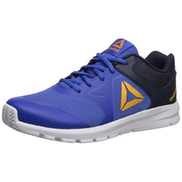Imagem de Reebok Tênis infantil feminino Rush Runner (criança pequena/criança grande), Cobalto esmagado/azul marinho universitário/ouro Trek, 11 Little Kid