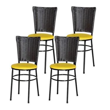 Imagem de Jogo 4 Cadeiras Para Cozinha Preta Hawai Café - Lamar Design