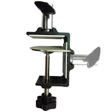 Imagem de Etubby [Resistente] Grampo de mesa de metal bidirecional, suporte de microfone, suporte de lâmpada de mesa, suporte de tablet, braçadeira de suporte de telefone, braçadeira de montagem de luz de trabalho de mesa, serve para mesa de trabalho de até 6,3 cm e barra de base de 1,25 cm