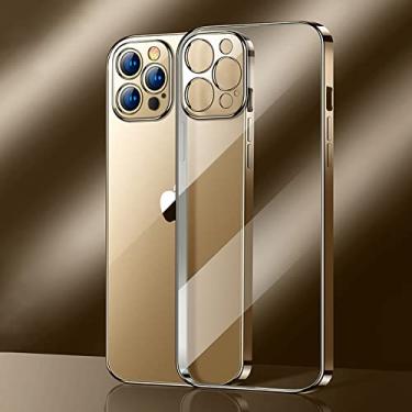 Imagem de Capa de telefone quadrada transparente para iphone 13 14 11 12 pro xs max mini x xr 7 8 plus se 2020 2022 capa macia tpu, ouro, para iphone13