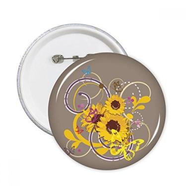 Imagem de Ilustração de flor de planta girassol alfinetes redondos emblema botão decoração acessório 5 peças