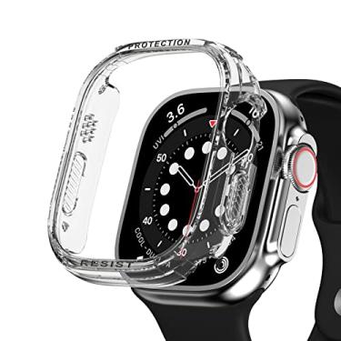 Imagem de HOUCY Capa para Apple Watch Series 8 7 49mm 45mm/41mm 44mm/40mm 44 45 mm All-Around Clear Frame iwatch Ultra 4 3 5 se 6 7 49 mm (Cor: Pc Case, Tamanho: 49mm Ultra)