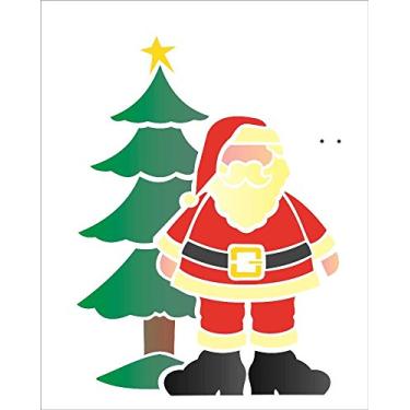 Imagem de Stencil de Plástico para Pintura OPA 20 x 25 cm - 1119 Papai Noel e Árvore