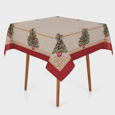 Imagem de Toalha de Mesa Karsten Quadrada 4 Lugares Natal Pinheiro Decor