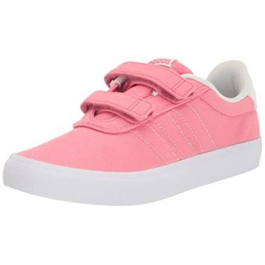 Imagem de adidas Tênis de skate unissex infantil Vulcraid3r, Tom rosa/branco nuvem/branco (alça cruzada), 13 Little Kid