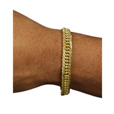 Imagem de Pulseira 10mm Grumet elo Triplo moeda antiga nao enferruja