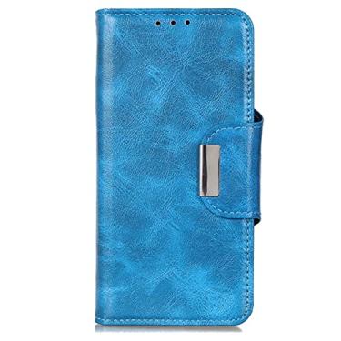 Imagem de YINGDAFENG Capa para Google Pixel 7, capa de couro PU premium TPU amortecedor com suporte de cartão função de suporte de absorção magnética flip carteira, azul
