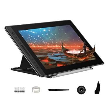 Imagem de HUION KAMVAS Pro 16 Tablet de desenho gráfico com tela totalmente laminada inclinação sem bateria Stylus Touch Bar Suporte ajustável, compatível com Windows, Mac e Linux, caneta de 15,6 polegadas