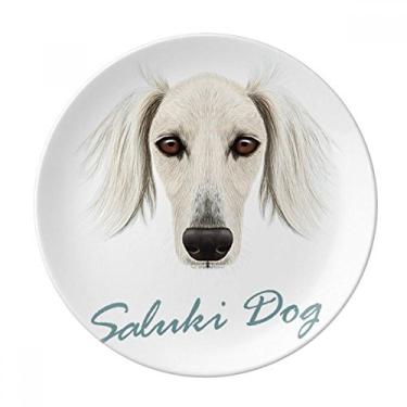 Imagem de Placa decorativa de porcelana Saluki para cães e animais de estimação de rosto longo para mesa de jantar