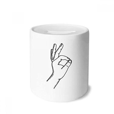 Imagem de DIYthinker OK Gesture Line Desenho Padrão Dinheiro Caixa Cerâmica Porta-Moedas Presente