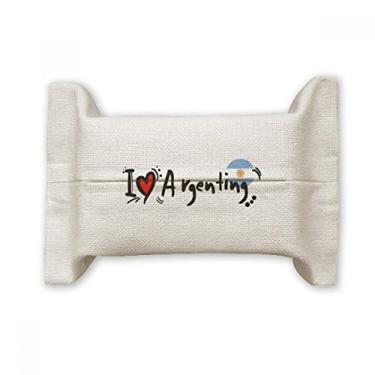 Imagem de I Love Argenting Word Flag Love Heart Illustration Suporte de capa de papel de tecido de algodão saco de linho