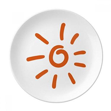 Imagem de Prato decorativo de porcelana com pintura à mão laranja para clima do sol, louças de jantar