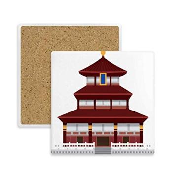 Imagem de China Architecture Temple Landmark Pattern Quadrado Porta-copos Porta-copos Caneca Suporte de subplaca Pedra de isolamento