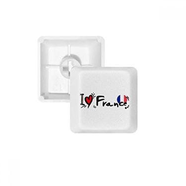Imagem de I Love France Bandeira de Palavras Amor Coração Ilustração Teclado Mecânico PBT Kit de Atualização para Jogos