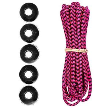 Imagem de Kits de cordas de choque Paracord Planet Ball – 3 m de cabo de choque de 0,5 cm – para acampamento, eventos, tendas, caminhadas, lonas e usos ao ar livre (Rosa Noche)