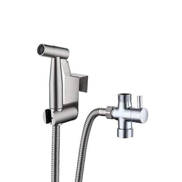 Imagem de Akitbahome Pulverizador portátil para vaso sanitário, kit de pulverizador de aço inoxidável para higiene pessoal, pano, fraldas, bidê, acabamento em níquel escovado