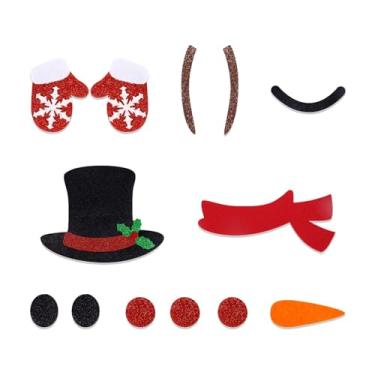 Imagem de Generic Adesivos de porta enfeites de natal pano de feltro grande removível arte decalque adesivos de parede decorações de porta de natal para casa festival, Boneco de neve de natal